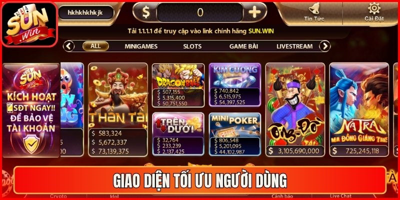 Giao diện tối ưu cho bet thủ dễ dàng thao tác